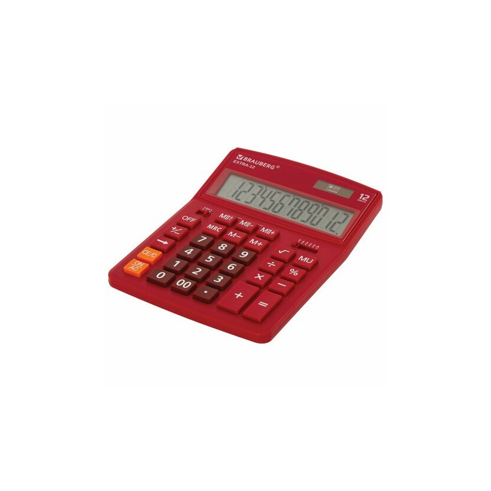 Калькулятор BRAUBERG EXTRA 12р /2 памяти/ (155*206) бордовый, 12-WR 250484