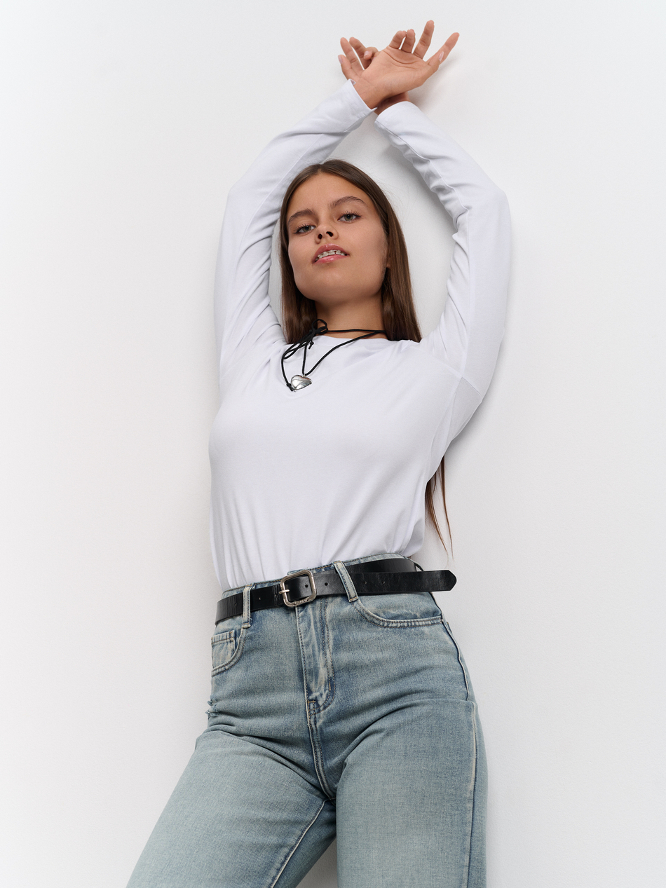 Лонгслив женский "Cкин" белый