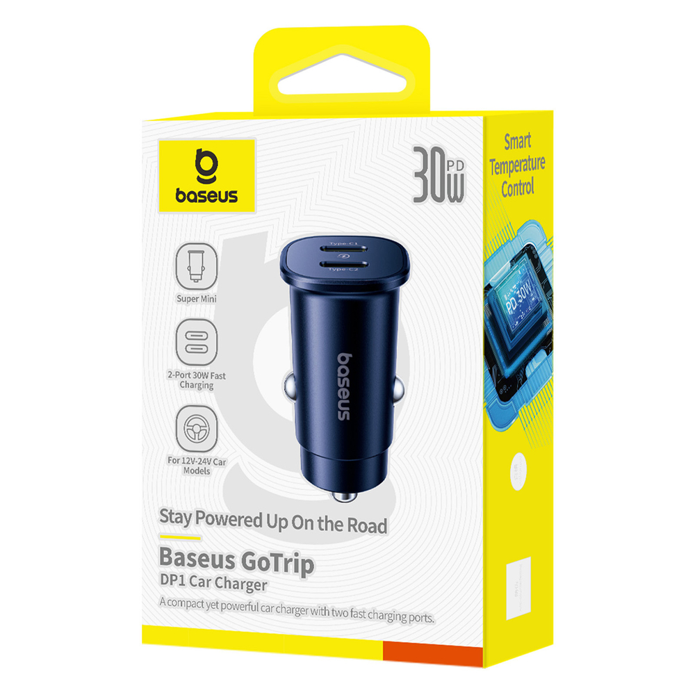 Автомобильная зарядка Baseus GoTrip Car Charger C+C 30W
