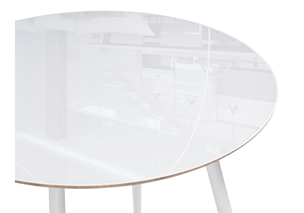 Стеклянный стол Абилин 100х76 ультра белое стекло / дуб вотан / белый матовый