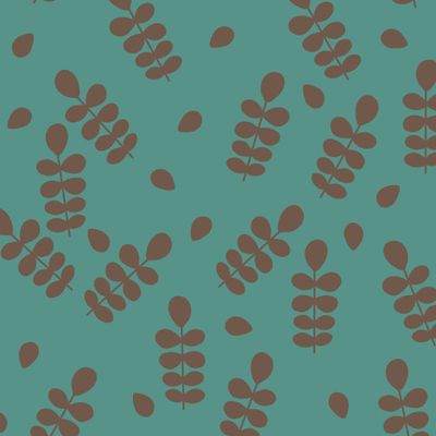 Коричневые ветки с листьями на мятном фоне