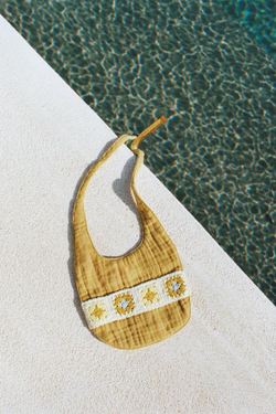 ZARA НАГРУДНИК ИЗ КРУЖЕВА КРОШЕ С РЕЛЬЕФНЫМ УЗОРОМ, ГОРЧИЧНЫЙ