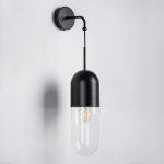 690517 Бра RAMO 1х40W E27 ЧЕРНЫЙ МАТОВЫЙ/ПРОЗРАЧНЫЙ