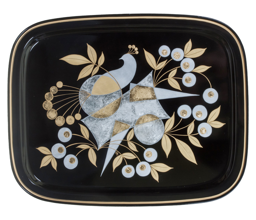 Жостовский поднос декоративный, размер 45х35 см (A19), металлический