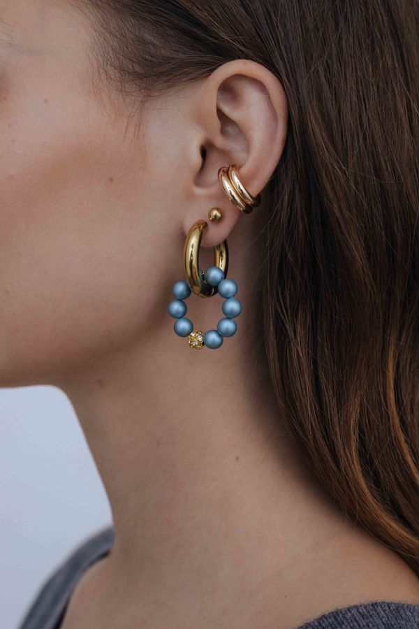 Подвеска Кольцо из матовых бусин 6 мм со сверкающей вставкой