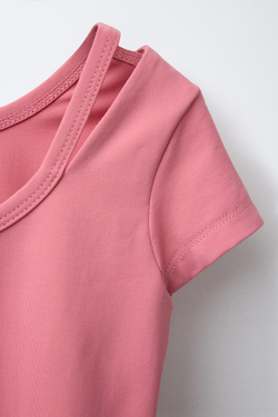 ZARA ОДНОТОННОЕ БОДИ С КОРОТКИМИ РУКАВАМИ, КОРАЛЛОВЫЙ