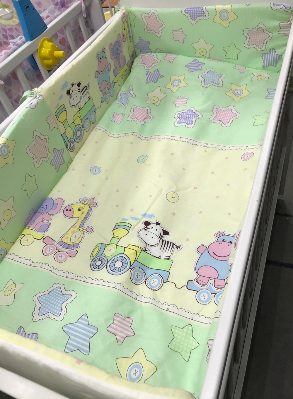 614 Комплект "Паровозик" (6 предметов) 614/2 салатовый, бязь