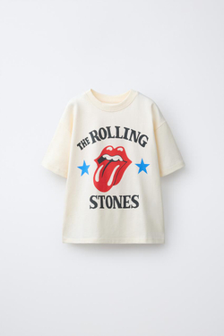 ZARA ФУТБОЛКА С ПРИНТОМ ROLLING STONES ©, ЭКРЮ
