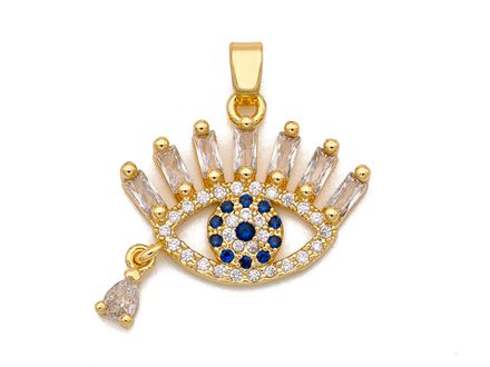 Подвеска "Глаз" 17,5мм, с кристаллами и стразами