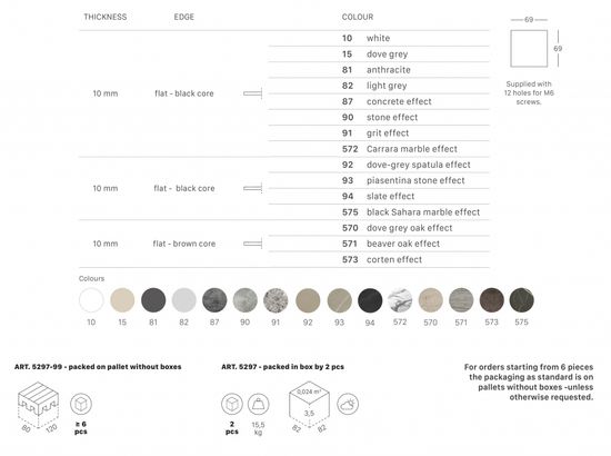 Столешница квадратная Compact Laminate для подстолья Nemo, Domino, Tiffany, Cross