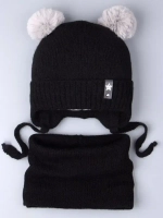 Шапка детская зимняя вязаная и снуд