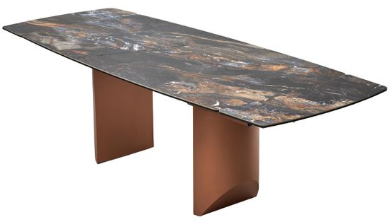 Стол ПУАНТО 200 TITANIUM LAWA NERO, керамика / МЕДЬ каркас