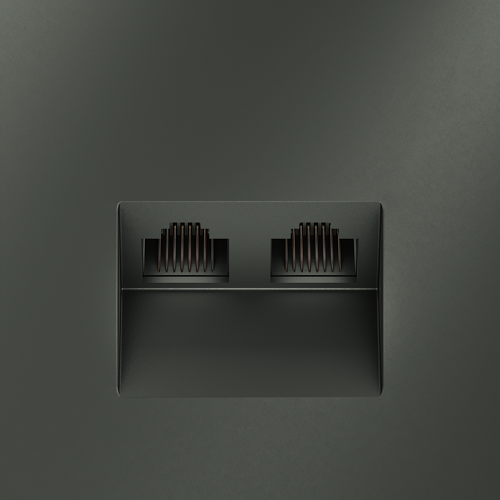 Розетка компьютерная встраиваемая VOLTUM S70 двойная RJ45+RJ45 кат.6, (титан)