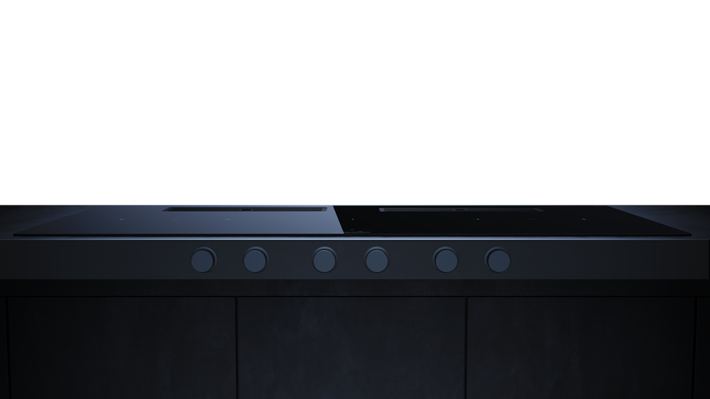 Индукционная варочная поверхность с вытяжкой Kuppersbusch с чёрными ручками KMI 12850.0 SR-S Black Velvet