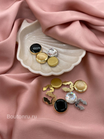 Накладки на пуговицы золотистые камень луна (клипсы)