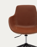 Рабочий стул Tissiana коричневая искусственная кожа, алюминиевые ножки с матовой черной отделкой