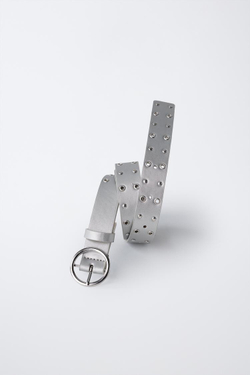 ZARA РЕМЕНЬ С МЕТАЛЛИЧЕСКИМИ ЗАКЛЕПКАМИ, СЕРЕБРИСТЫЙ