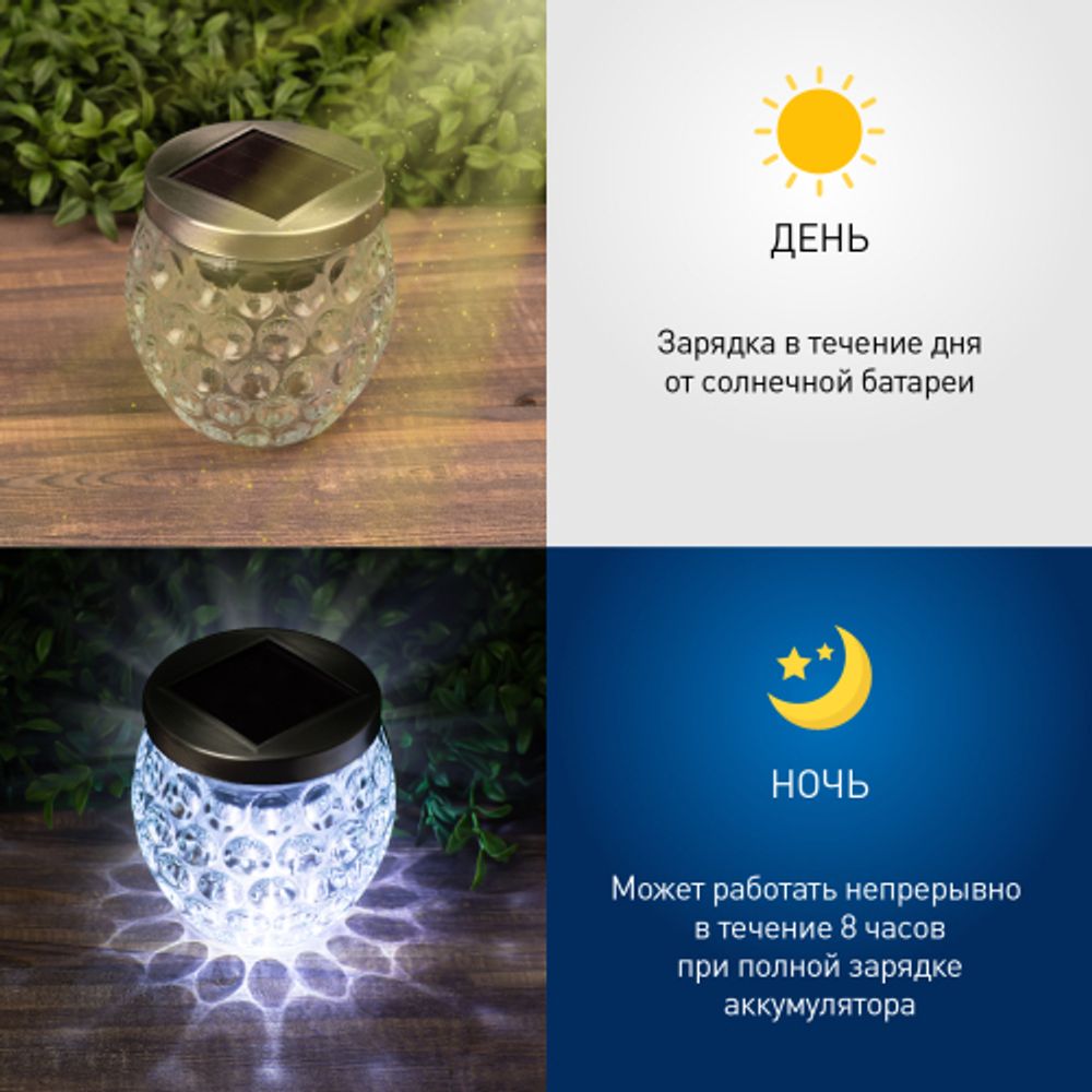 Светильник уличный ЭРА ERASF22-31 Хрустальный шар на солнечных батареях садовый 10 см | Садовые декоративные светильники