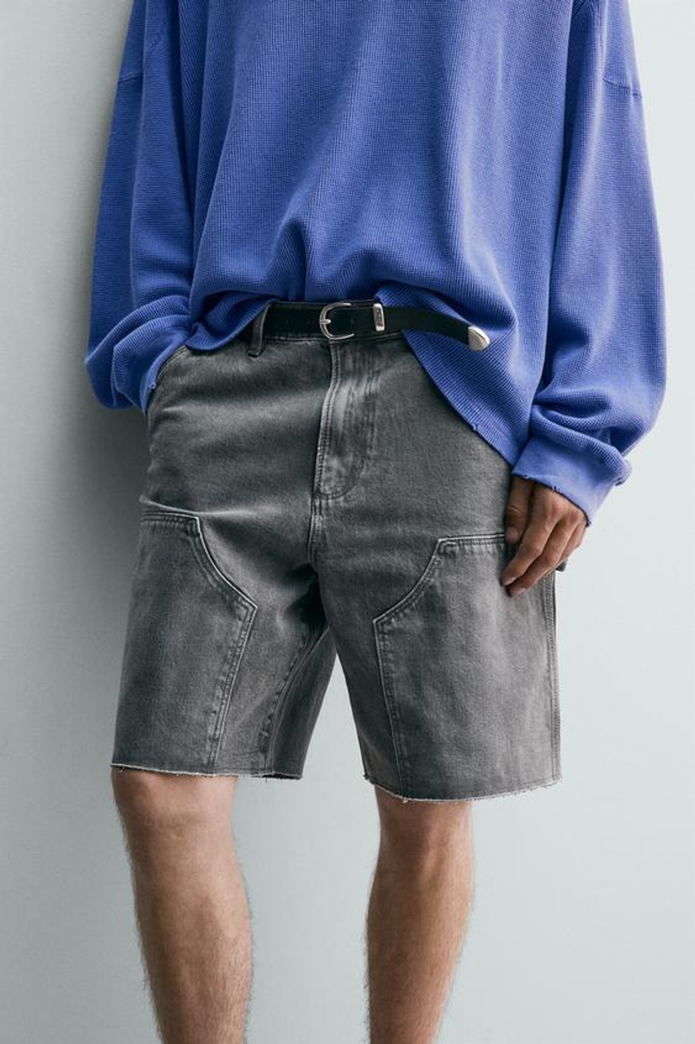 ZARA ШОРТЫ КАРГО СВОБОДНОГО КРОЯ, ТЕМНО-СЕРЫЙ