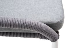 "Милан" стул плетеный из роупа, каркас алюминий белый шагрень, роуп светло-серый круглый, ткань светло-серая