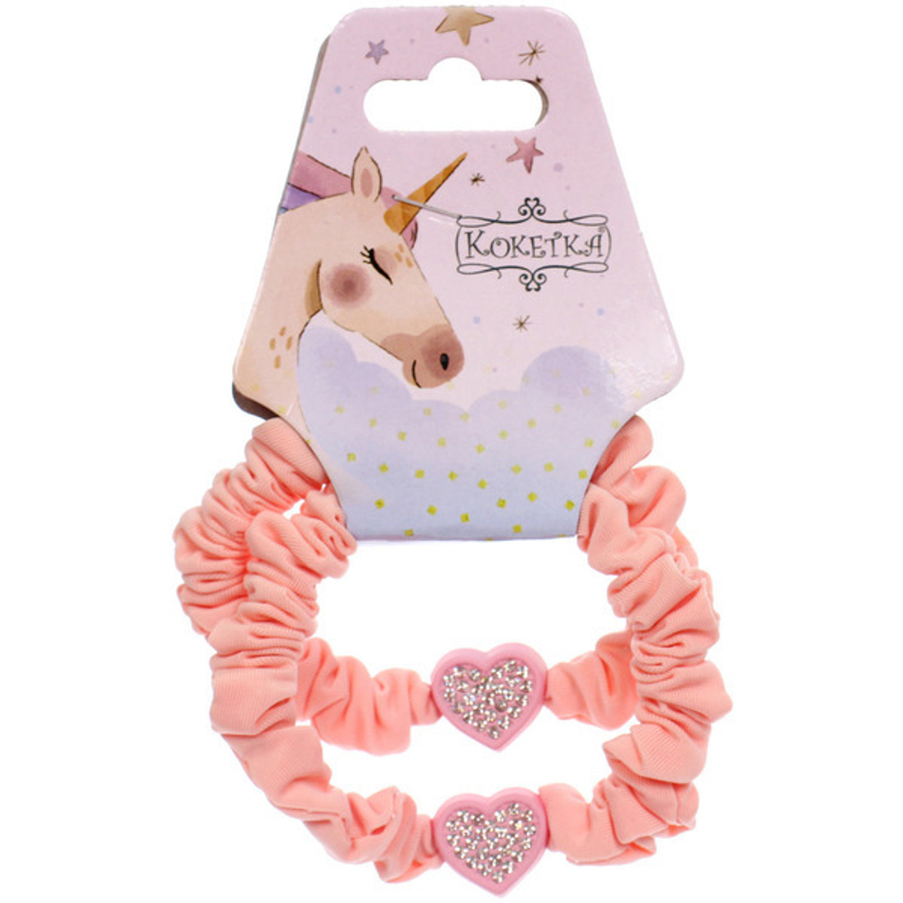 Резинки для волос 2шт «Мята», сердечки, микс 5 цветов, d-5см (Кокетка)