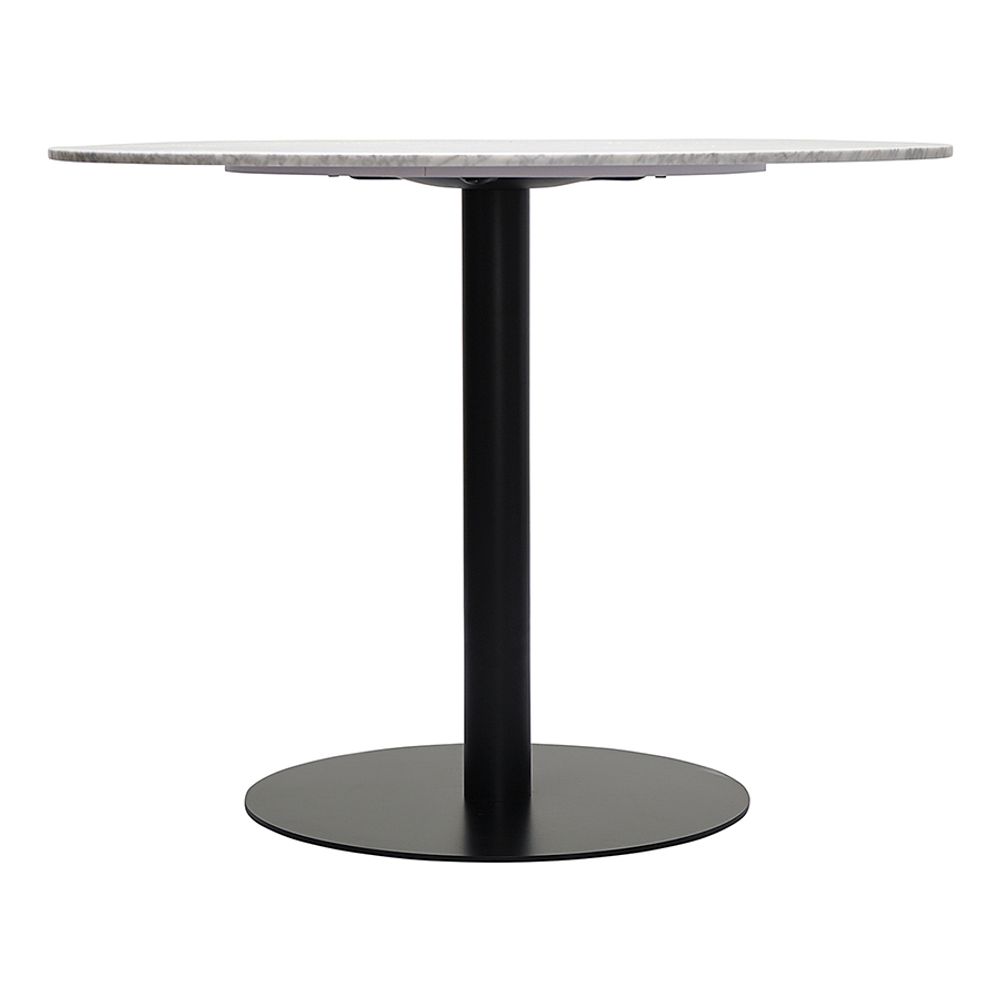 Стол обеденный Trond, Ø100 см, белый мрамор/черный