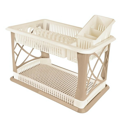 Сушилка для посуды Plast Team с поддоном 2-х ярусная 490х175х325 мм шоколадный мокко