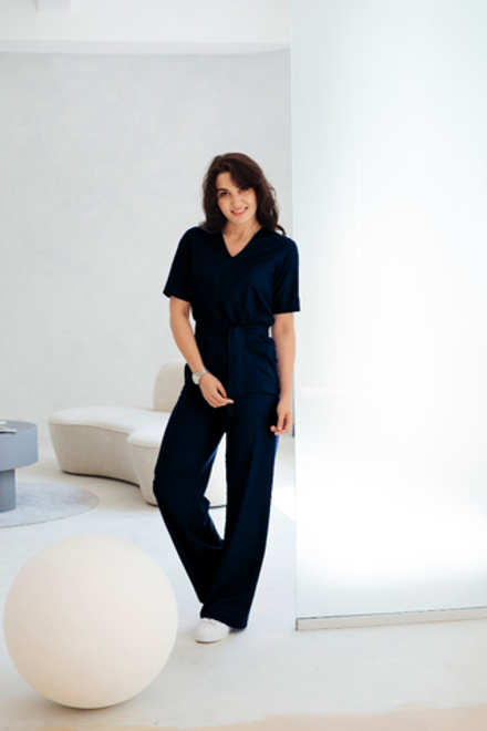 Брюки палаццо (темно-синий)