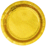 Тарелка голография в золотом цвете, 17 см/ 23 см, 6 шт