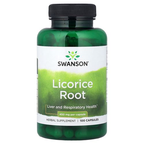 Swanson, корень солодки, 450 мг, 100 капсул