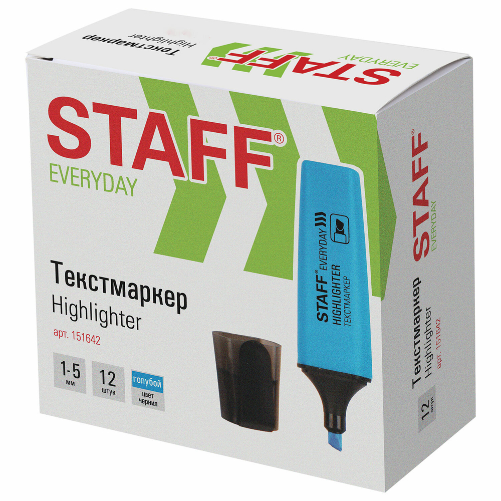Текстовыделитель STAFF "EVERYDAY HL-638" светло-синий линия 1-5 мм (36 штук в упаковке)