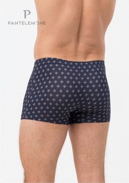 Трусы мужские боксеры Pantelemone PMH-1514, геометрия темно-синяя/бежевая