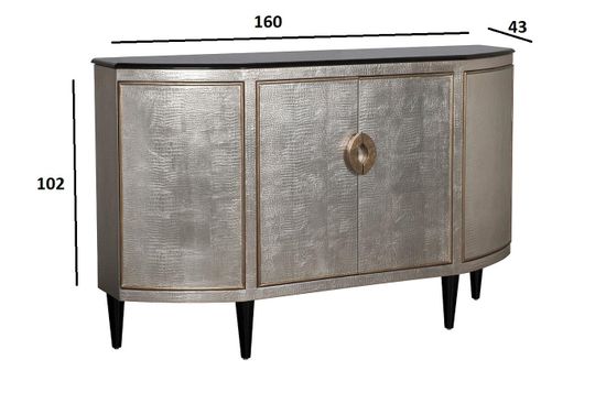 ART-N2911-S Комод серебристый с каменн.столешницей 160*43*102см