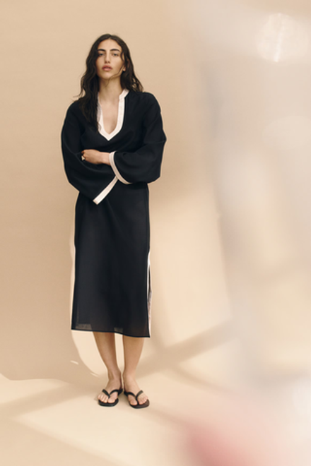H&M Платье-туника с поясом, черный