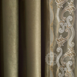 Готовые шторы с вышивкой ВАЛЛЕРИ (арт. BL01-248-04)  - (200х270)х2 см. - зеленые