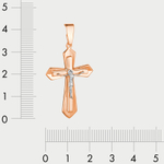 Крест из розового золота 585 пробы без вставок (арт.080807)