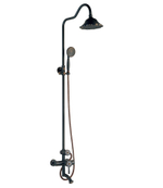 Смеситель для ванны и душа с регулируемой высотой штанги, поворотным изливом и верхней душевой лейкой "Тропический дождь" LEMARK JASMINE– LM6662ORB