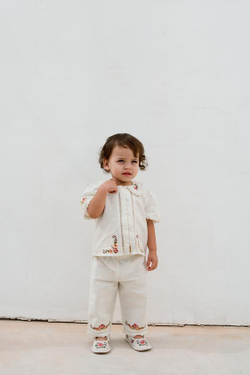 ZARA РУБАШКА С ВЫШИВКОЙ, ЭКРЮ