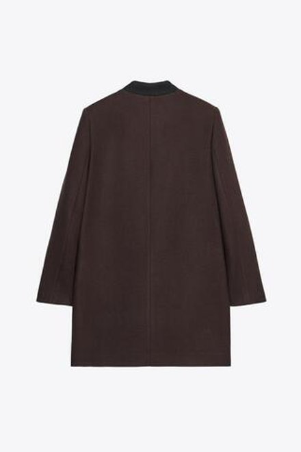 ZARA ПАЛЬТО БЕЗ ЛАЦКАНОВ С ПОДПЛЕЧНИКАМИ, КОРИЧНЕВЫЙ