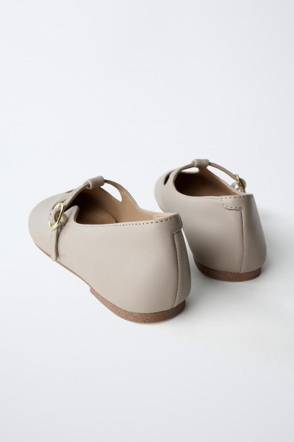 ZARA КОЖАНЫЕ БАЛЕТКИ, СЕРО-КОРИЧНЕВЫЙ