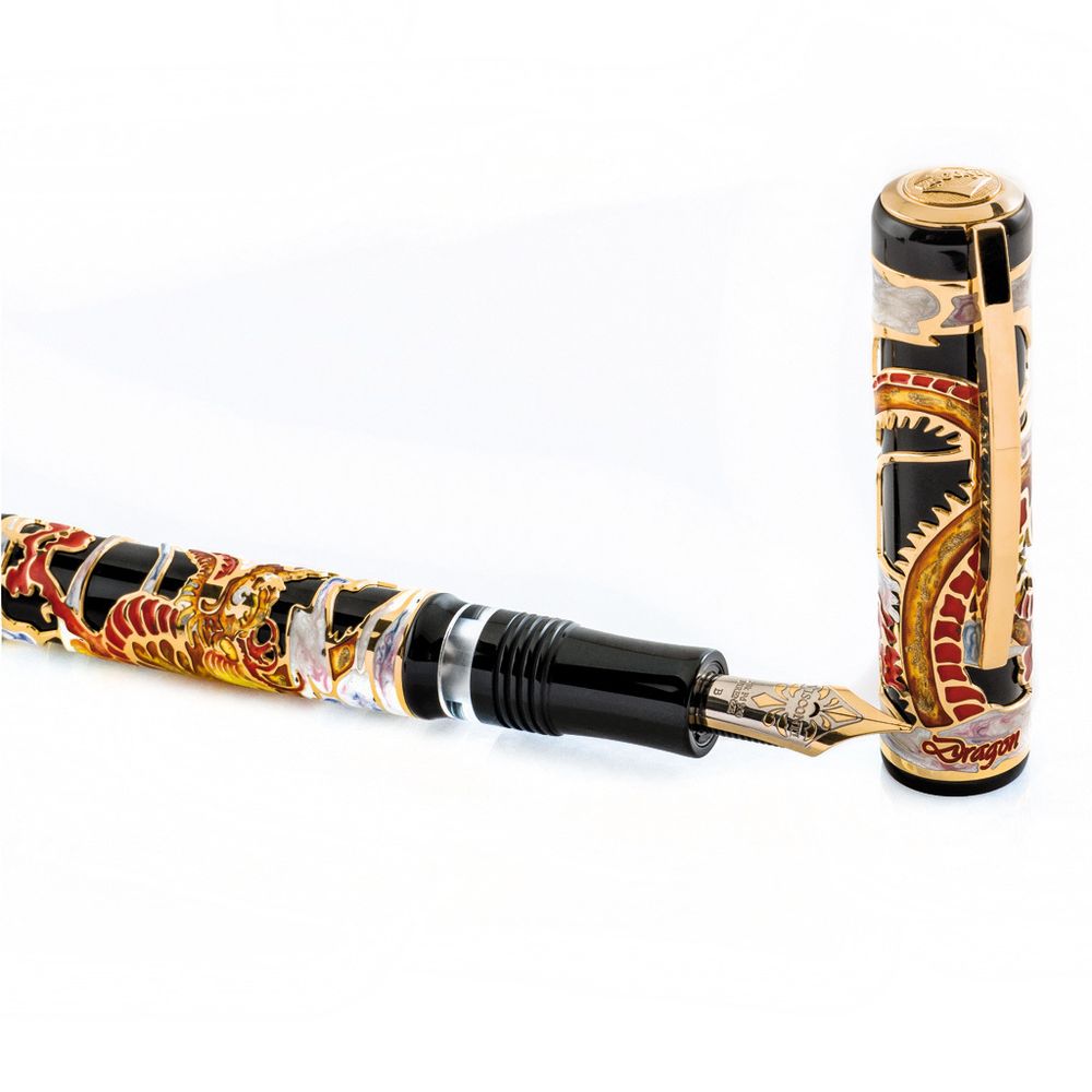 Visconti Dragon корпус смола вст сер 925пр позол лак перо пал23кт (Vs-648-02M)