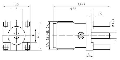LT-SMA-F13, Разъем для печатной платы, SMA, 18 ГГц