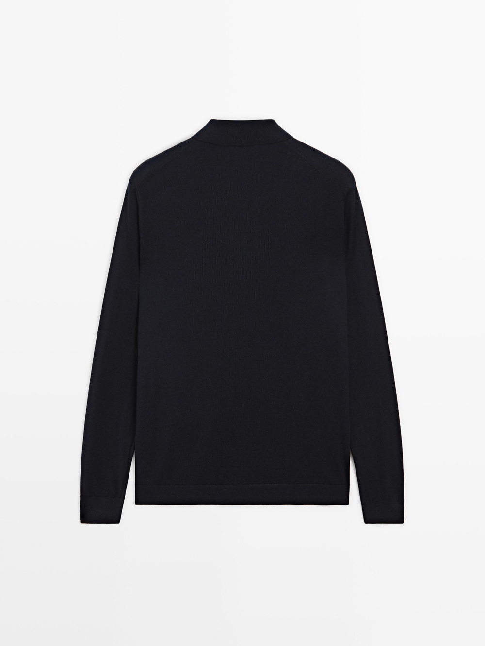 Massimo Dutti Трикотажное свитер поло из 100% мериносовой шерсти, темно-синий