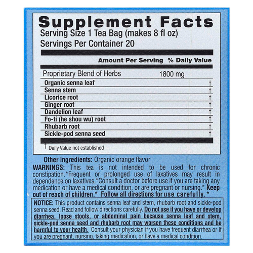Triple Leaf Tea, слабительное на основе трав, 20 чайных пакетиков по 36 г (1,27 унции)