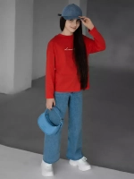 Лонгслив для девочки, красный