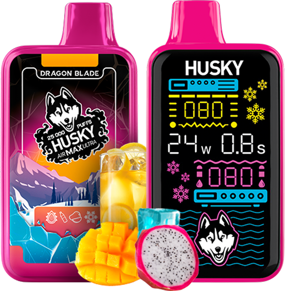 Husky Airmax Ultra Dragon blade - манго, драконий фрукт и холодный лимонад 25000 затяжек 20мг Hard (2% Hard)