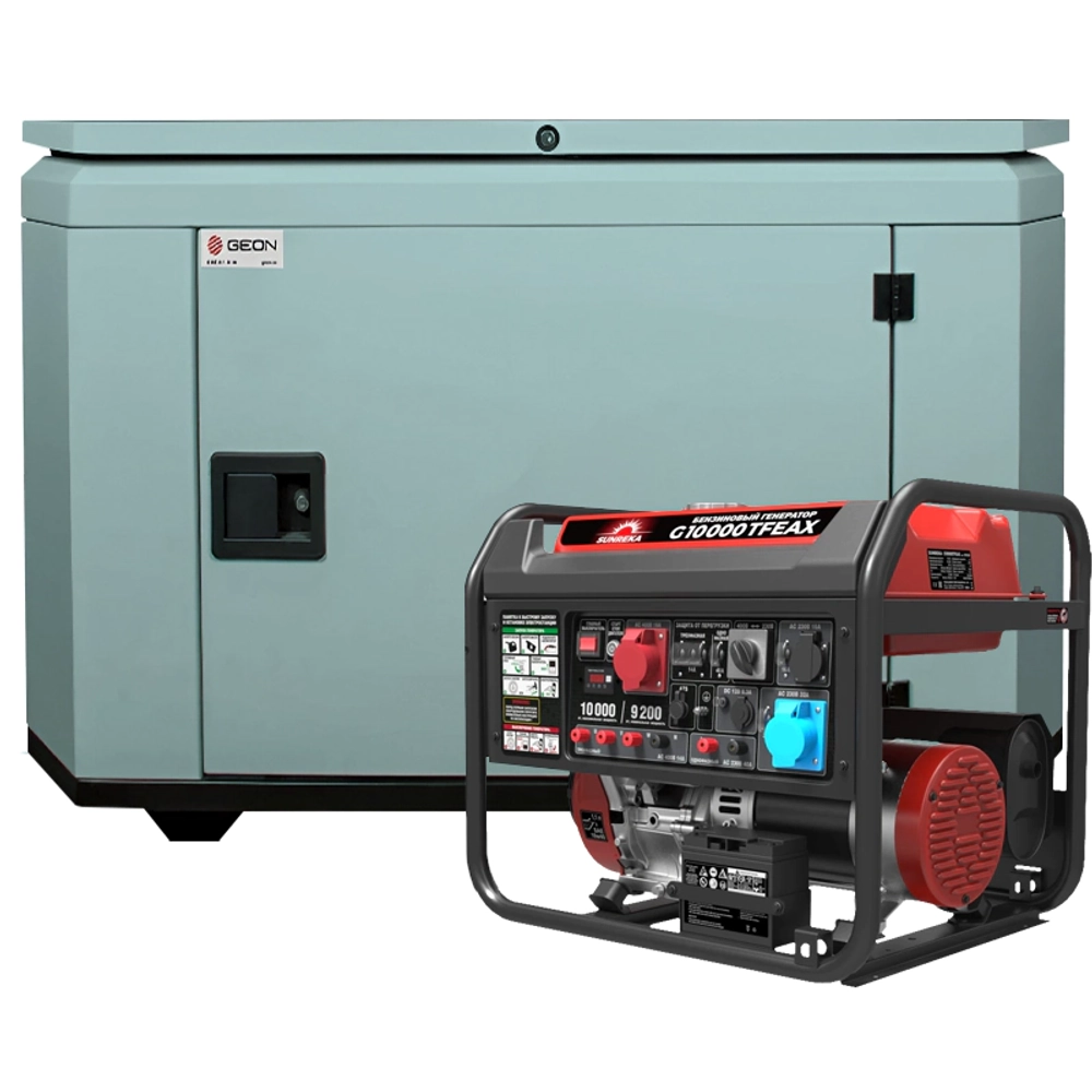 Генератор бензиновый SUNREKA G10000TFEAX с кожухом Geon 1400SS RAL 7031