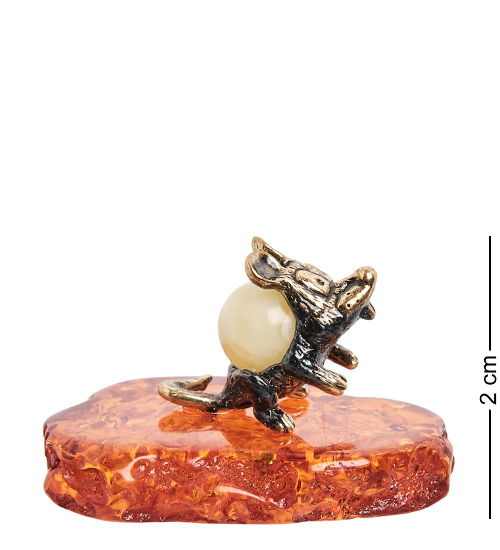 Народные промыслы AM-1850 Фигурка «Мышь-ушастик» (латунь, янтарь)