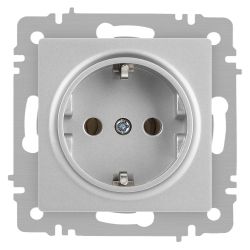 Розетка Intro Accent 6-202-03 2P+E Schuko 16А-250В IP20 СУ AL/CU алюминий | Intro