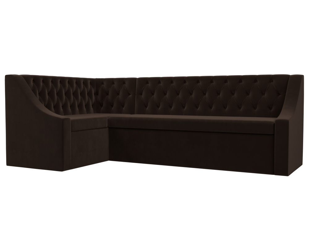 Диван кухонный угловой Мерлин левый угол, Коричневый, Микровельвет, 100452L
